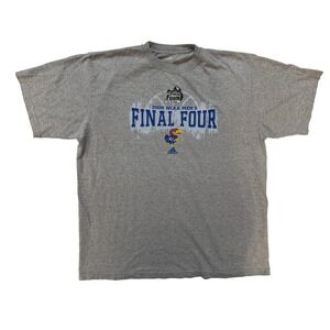 Kansas Jayhawks Y2K TShirt Mens L Final Four Gray NCAA Basketball Adidas 2008